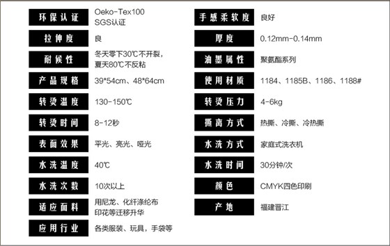 AC04 防升华彩色平面烫画参数